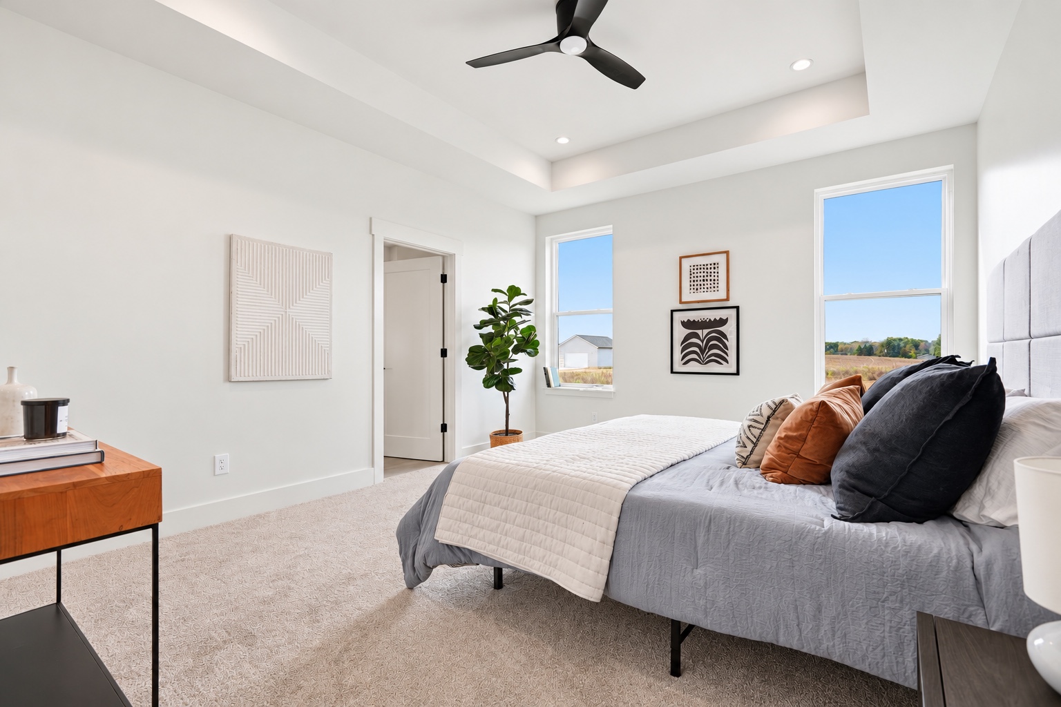 Bedroom with tray ceiling at 890 Pierce Road